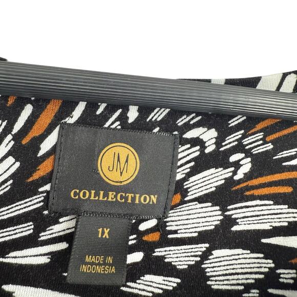 JM Collection Plus Size 1X Black Stretchy Blouse Shirt Top Business Winter Cozy - Picture 2 of 7